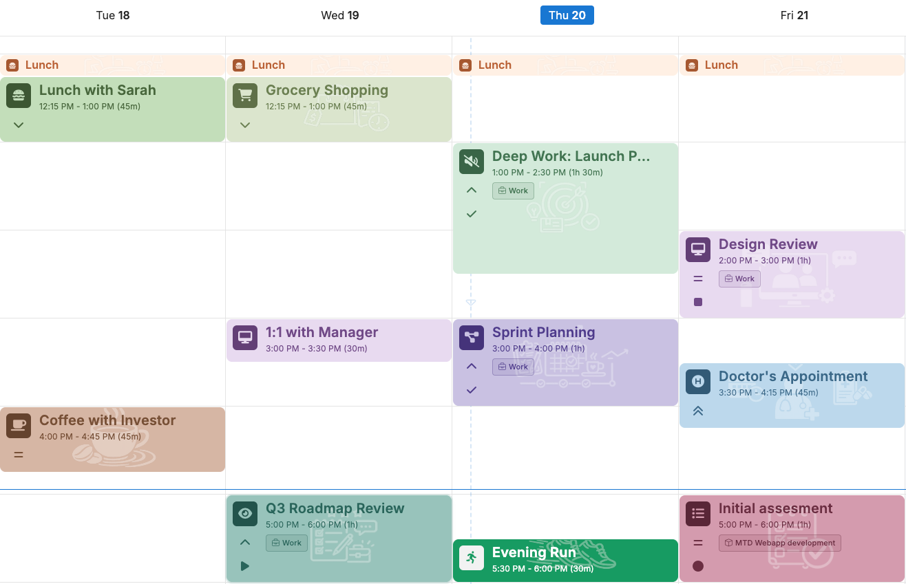 A real calendar, not a list pretending to be one