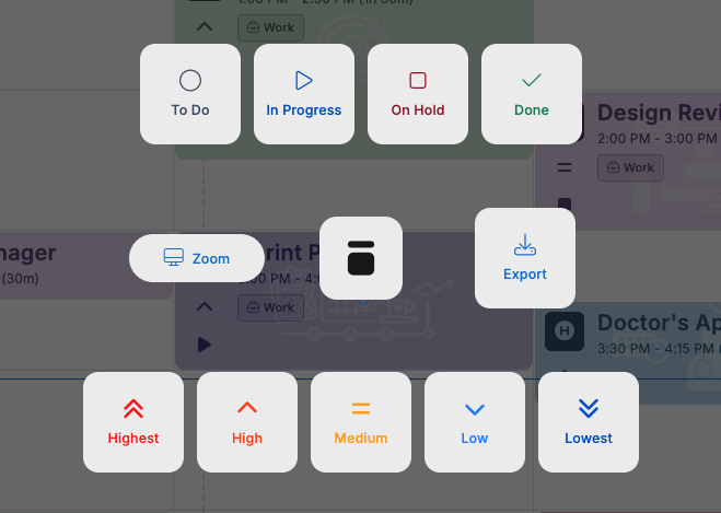 No digging through menus — right-click, glide, release